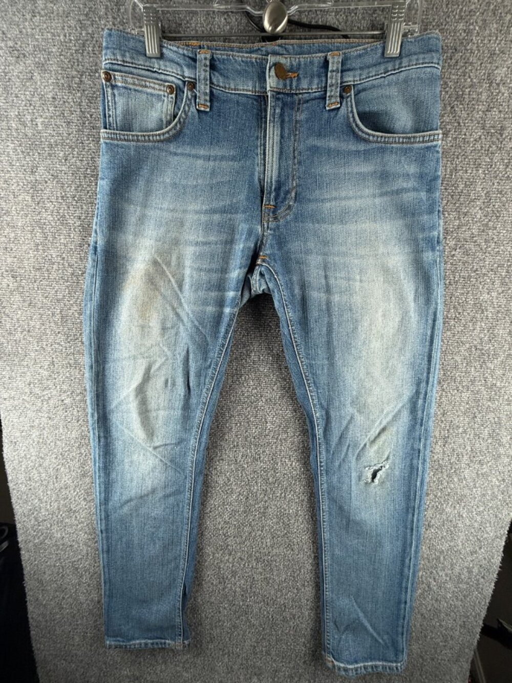 Nudie Jeans Denim Jeans Thin Finn Blue Clear Contrast Cotton Blend ACTL 31X30